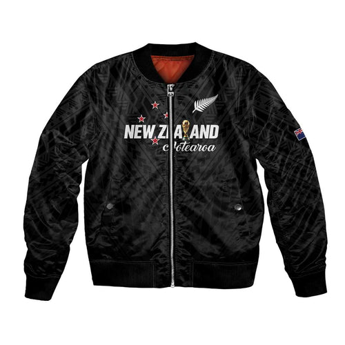 Custom Football New Zealand Bomber Jacket Aotearoa United Black Version - Aussie Hoodie