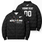 Custom Football New Zealand Bomber Puffer Jacket Aotearoa United Black Version - Aussie Hoodie
