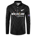 Custom Football New Zealand Button Sweatshirt Aotearoa United Black Version - Aussie Hoodie