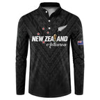 Custom Football New Zealand Button Sweatshirt Aotearoa United Black Version - Aussie Hoodie