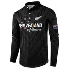Custom Football New Zealand Button Sweatshirt Aotearoa United Black Version - Aussie Hoodie