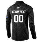 Custom Football New Zealand Button Sweatshirt Aotearoa United Black Version - Aussie Hoodie