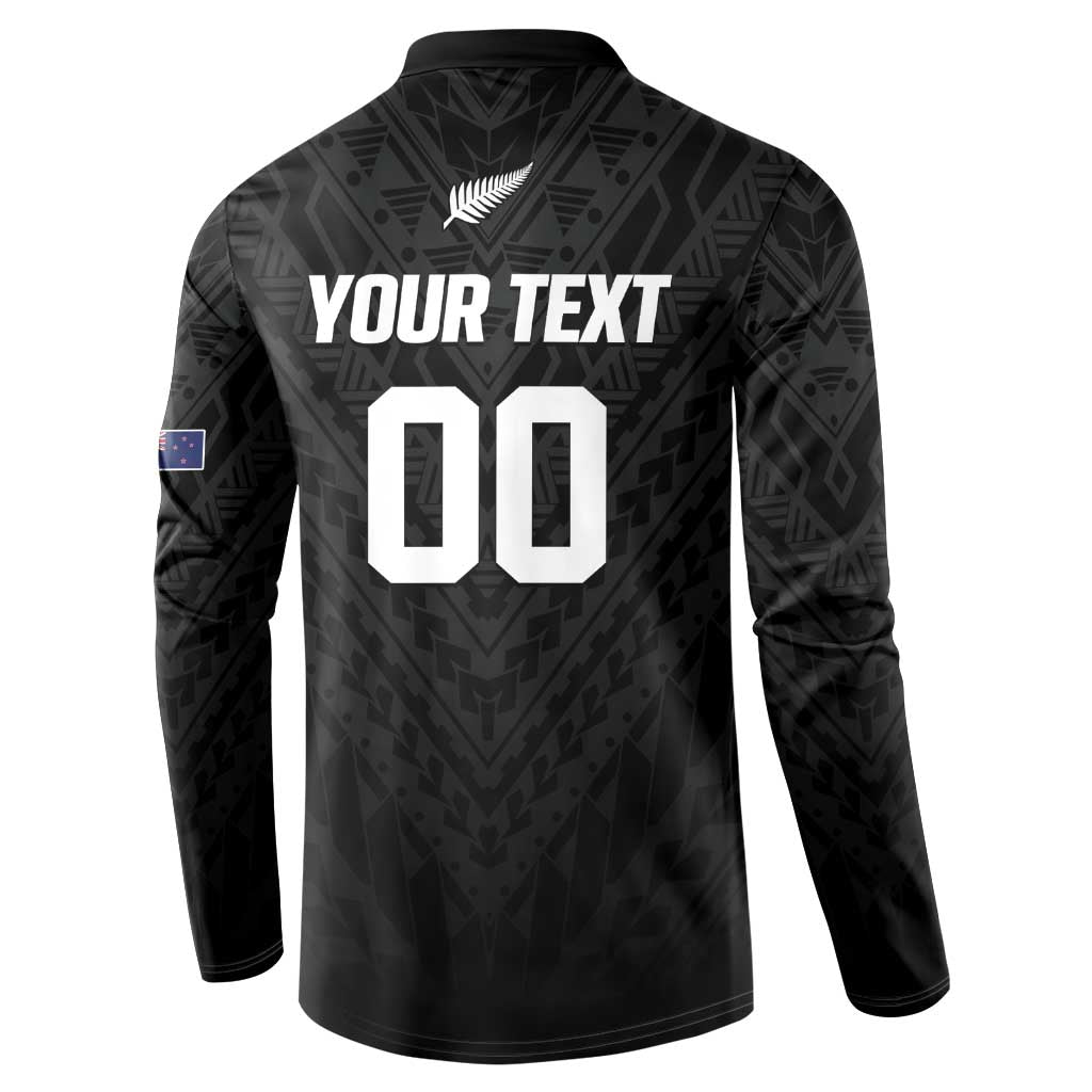 Custom Football New Zealand Button Sweatshirt Aotearoa United Black Version - Aussie Hoodie