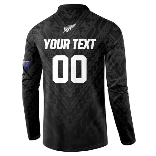 Custom Football New Zealand Button Sweatshirt Aotearoa United Black Version - Aussie Hoodie