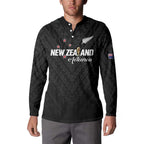 Custom Football New Zealand Button Sweatshirt Aotearoa United Black Version - Aussie Hoodie