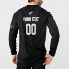 Custom Football New Zealand Button Sweatshirt Aotearoa United Black Version - Aussie Hoodie