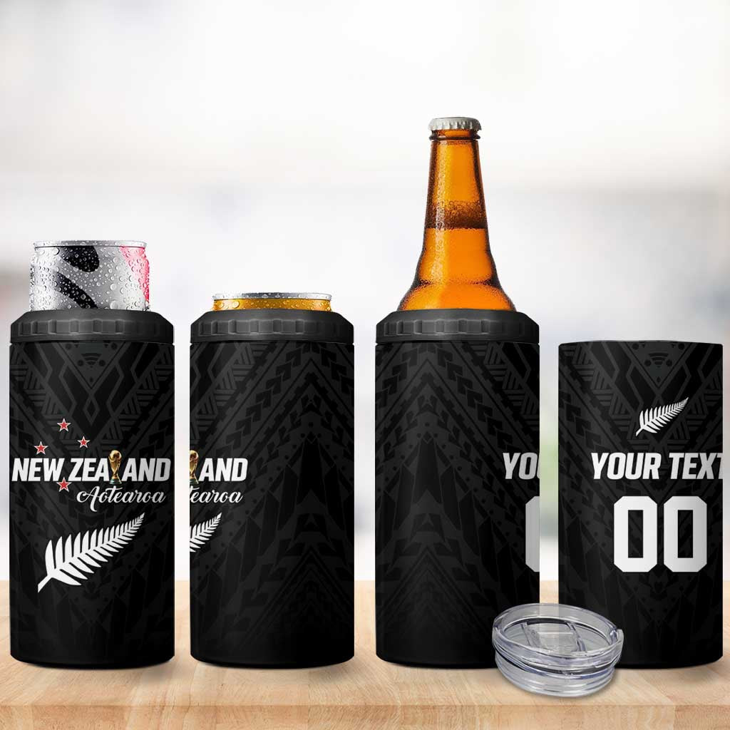 Custom Football New Zealand 4 in 1 Can Cooler Tumbler Aotearoa United Black Version - Aussie Hoodie