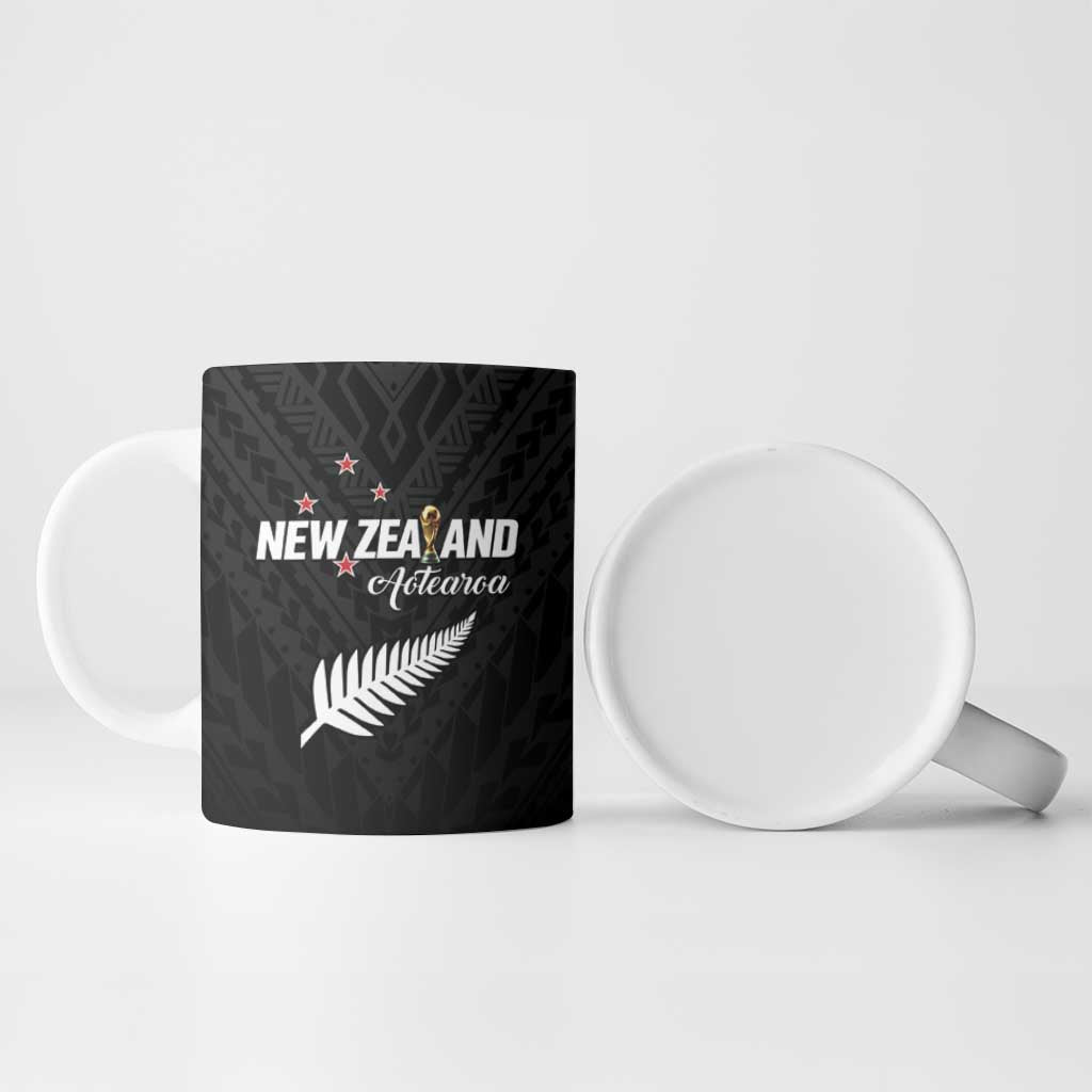 Custom Football New Zealand Ceramic Mug Aotearoa United Black Version - Aussie Hoodie