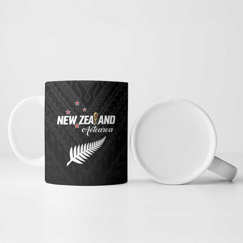 Custom Football New Zealand Ceramic Mug Aotearoa United Black Version - Aussie Hoodie