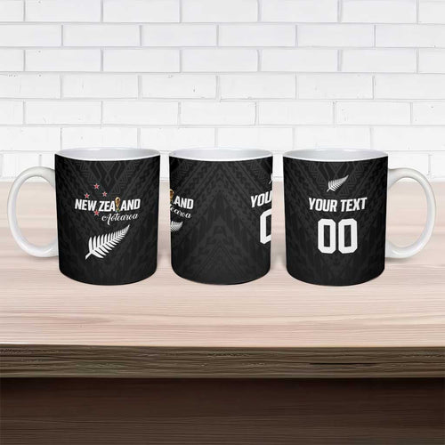 Custom Football New Zealand Ceramic Mug Aotearoa United Black Version - Aussie Hoodie
