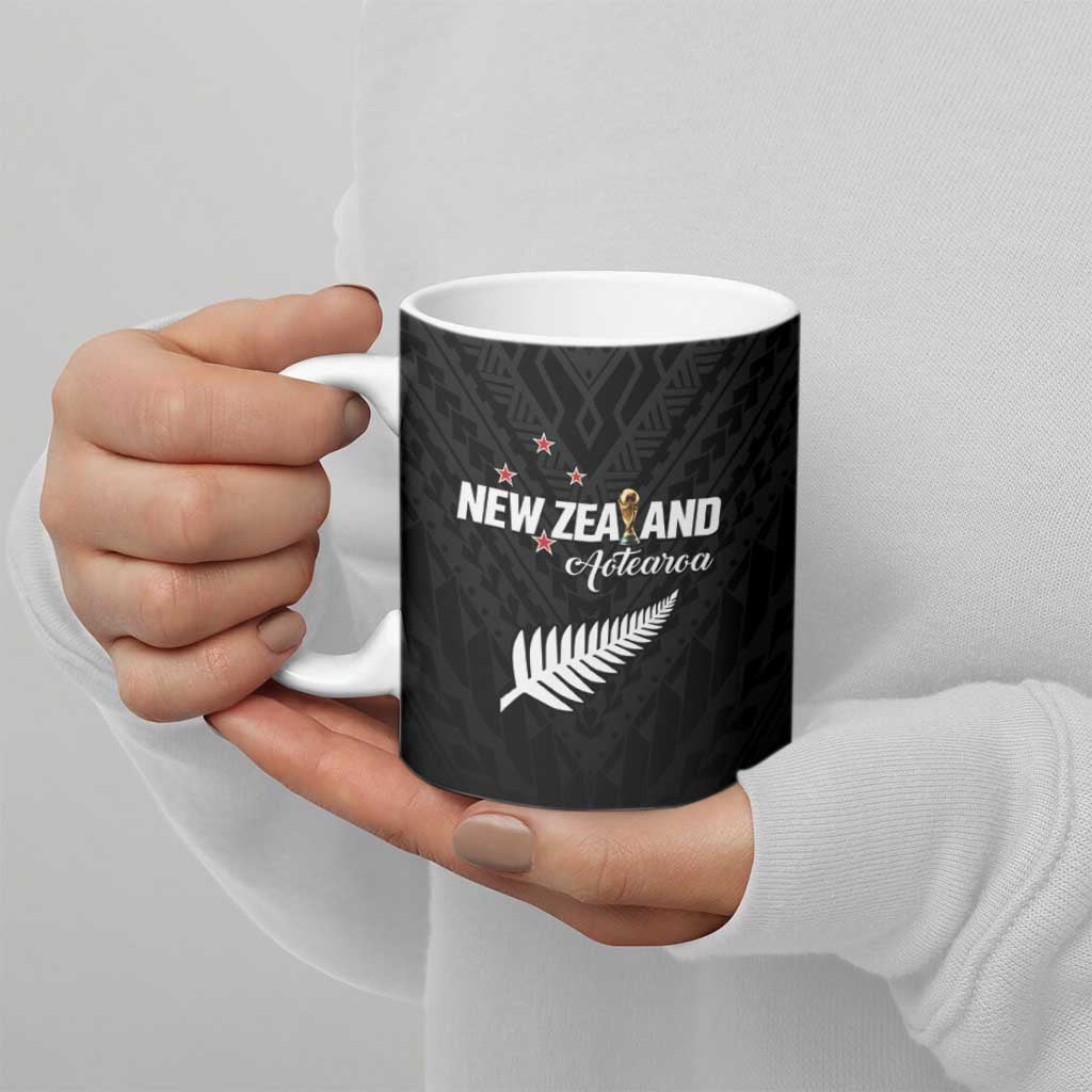 Custom Football New Zealand Ceramic Mug Aotearoa United Black Version - Aussie Hoodie
