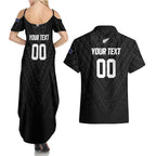 Custom Football New Zealand Couples Matching Summer Maxi Dress and Hawaiian Shirt Aotearoa United Black Version - Aussie Hoodie