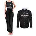 Custom Football New Zealand Couples Matching Tank Maxi Dress and Long Sleeve Button Shirt Aotearoa United Black Version - Aussie Hoodie