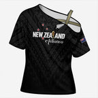 Custom Football New Zealand Cross Shoulder Shirt Aotearoa United Black Version - Aussie Hoodie
