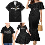 Custom Football New Zealand Family Matching Mermaid Dress and Hawaiian Shirt Aotearoa United Black Version - Aussie Hoodie