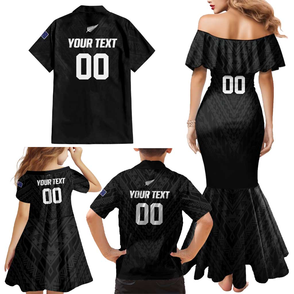 Custom Football New Zealand Family Matching Mermaid Dress and Hawaiian Shirt Aotearoa United Black Version - Aussie Hoodie