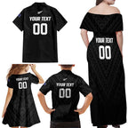 Custom Football New Zealand Family Matching Off Shoulder Maxi Dress and Hawaiian Shirt Aotearoa United Black Version - Aussie Hoodie