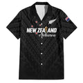 Custom Football New Zealand Family Matching Off Shoulder Maxi Dress and Hawaiian Shirt Aotearoa United Black Version - Aussie Hoodie