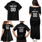 Custom Football New Zealand Family Matching Puletasi and Hawaiian Shirt Aotearoa United Black Version - Aussie Hoodie
