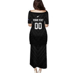 Custom Football New Zealand Family Matching Puletasi and Hawaiian Shirt Aotearoa United Black Version - Aussie Hoodie
