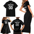 Custom Football New Zealand Family Matching Short Sleeve Bodycon Dress and Hawaiian Shirt Aotearoa United Black Version - Aussie Hoodie