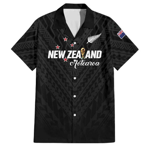 Custom Football New Zealand Family Matching Short Sleeve Bodycon Dress and Hawaiian Shirt Aotearoa United Black Version - Aussie Hoodie