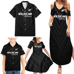 Custom Football New Zealand Family Matching Summer Maxi Dress and Hawaiian Shirt Aotearoa United Black Version - Aussie Hoodie