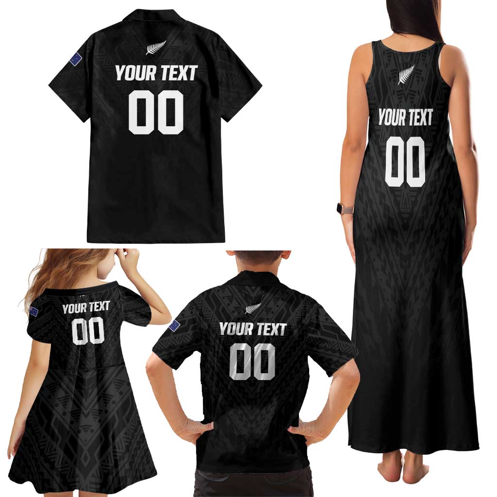 Custom Football New Zealand Family Matching Tank Maxi Dress and Hawaiian Shirt Aotearoa United Black Version - Aussie Hoodie