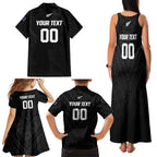 Custom Football New Zealand Family Matching Tank Maxi Dress and Hawaiian Shirt Aotearoa United Black Version - Aussie Hoodie
