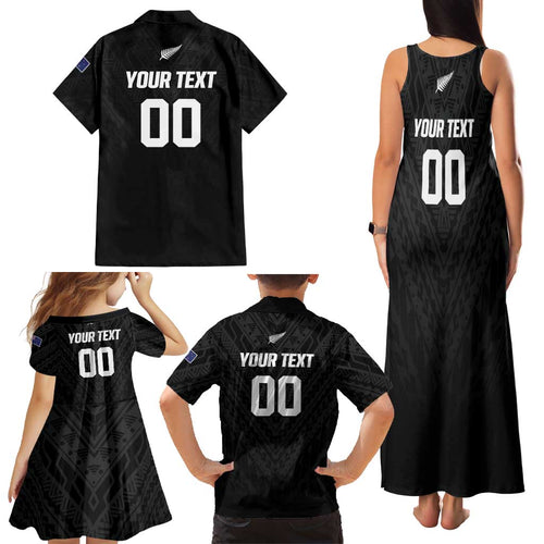 Custom Football New Zealand Family Matching Tank Maxi Dress and Hawaiian Shirt Aotearoa United Black Version - Aussie Hoodie