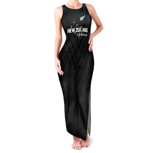 Custom Football New Zealand Family Matching Tank Maxi Dress and Hawaiian Shirt Aotearoa United Black Version - Aussie Hoodie