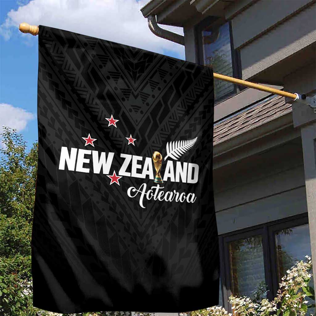 Football New Zealand Garden Flag Aotearoa United Black Version - Aussie Hoodie