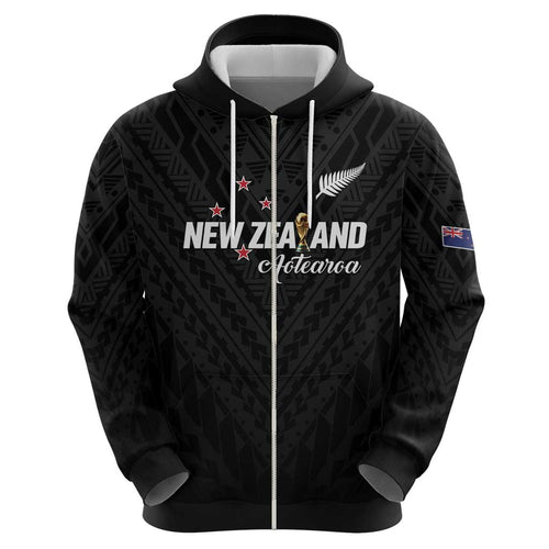 Custom Football New Zealand Hoodie Aotearoa United Black Version - Aussie Hoodie