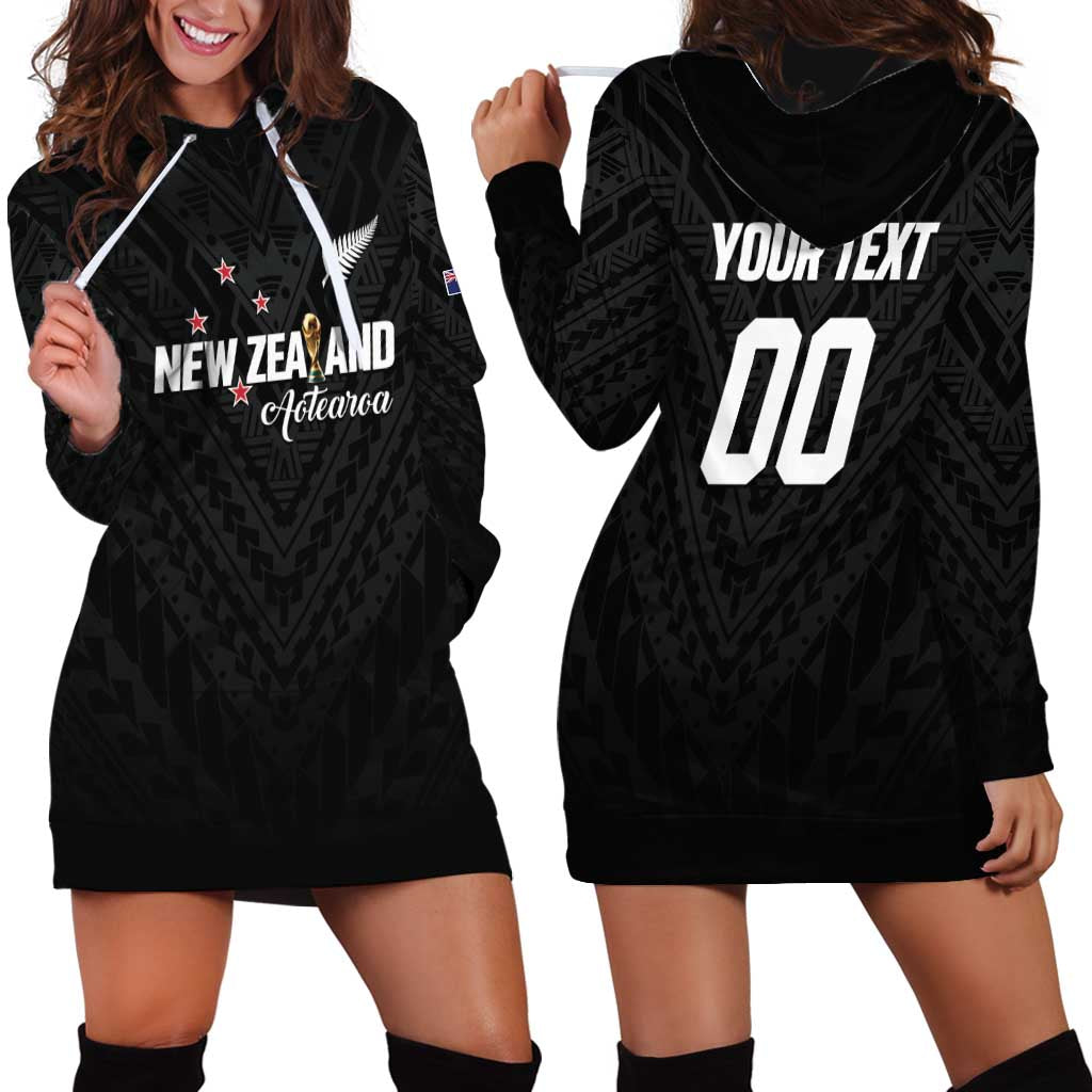 Custom Football New Zealand Hoodie Dress Aotearoa United Black Version - Aussie Hoodie
