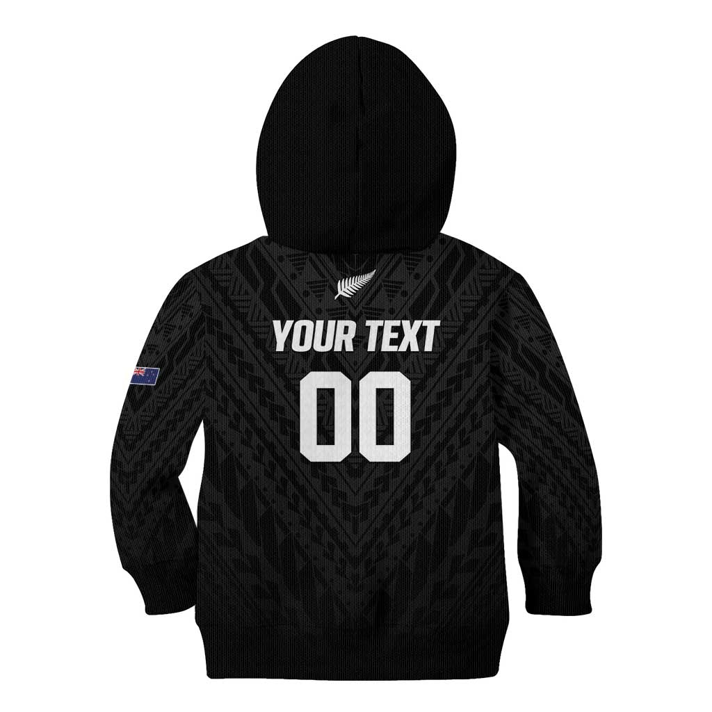 Custom Football New Zealand Kid Hoodie Aotearoa United Black Version - Aussie Hoodie