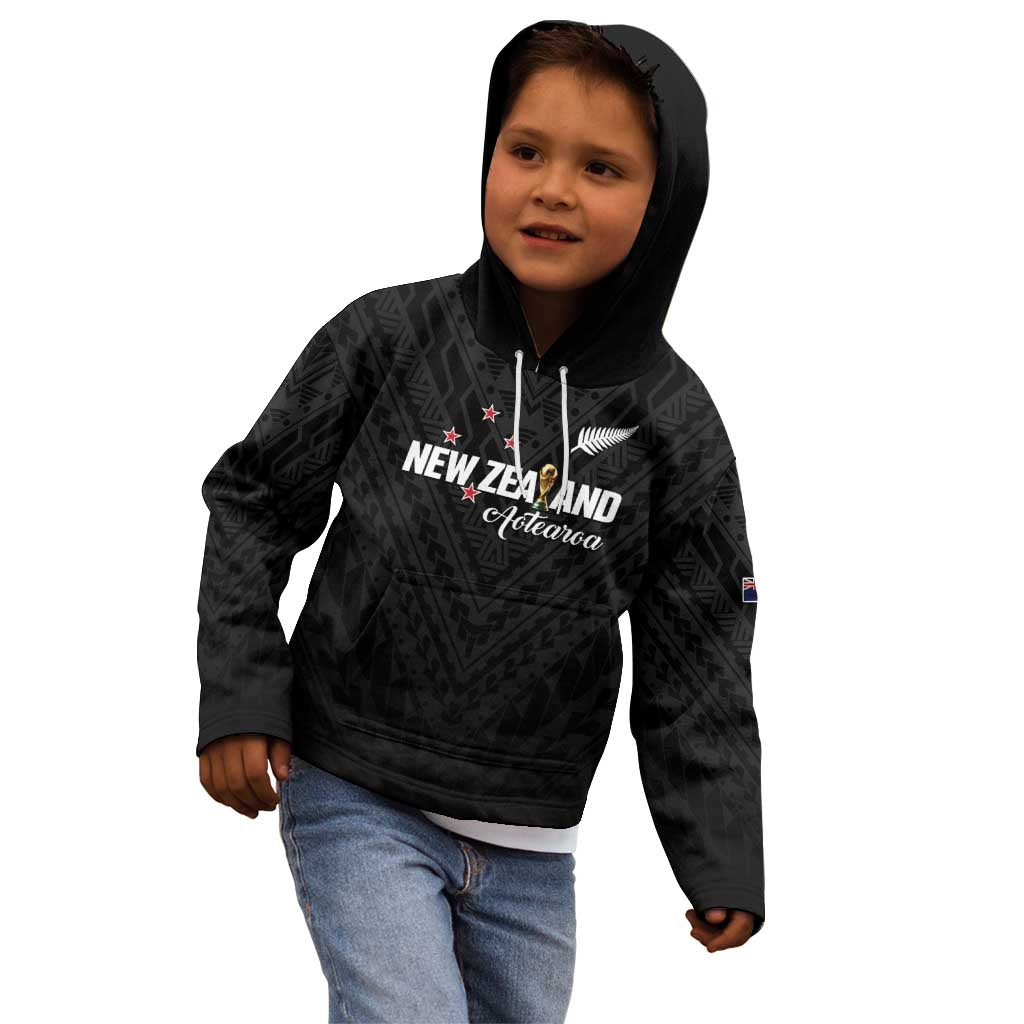 Custom Football New Zealand Kid Hoodie Aotearoa United Black Version - Aussie Hoodie