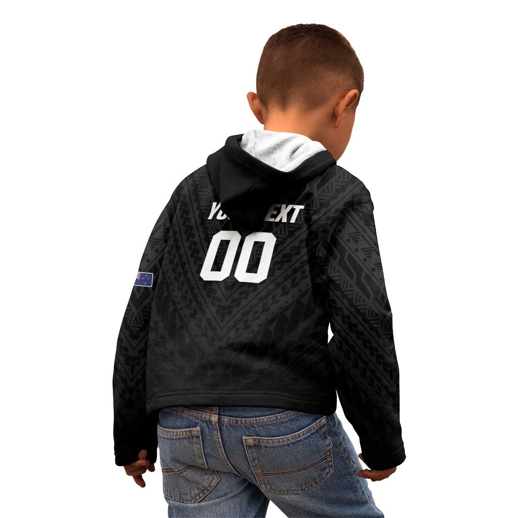 Custom Football New Zealand Kid Hoodie Aotearoa United Black Version - Aussie Hoodie