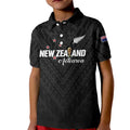 Custom Football New Zealand Kid Polo Shirt Aotearoa United Black Version - Aussie Hoodie
