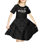 Custom Football New Zealand Kid Short Sleeve Dress Aotearoa United Black Version - Aussie Hoodie