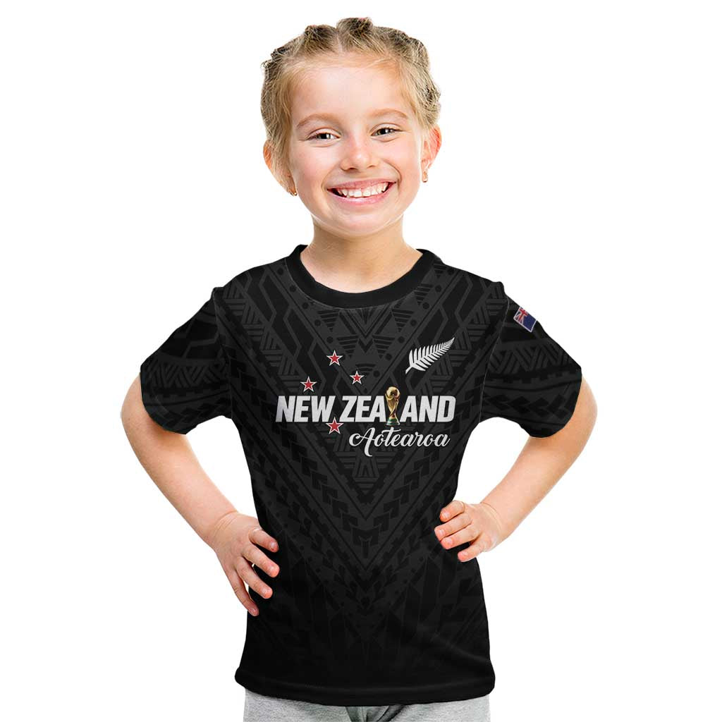 Custom Football New Zealand Kid T Shirt Aotearoa United Black Version - Aussie Hoodie