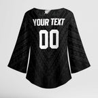 Custom Football New Zealand Kimono Sleeve Blouse Aotearoa United Black Version - Aussie Hoodie