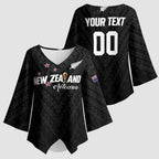 Custom Football New Zealand Kimono Sleeve Blouse Aotearoa United Black Version - Aussie Hoodie