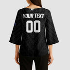 Custom Football New Zealand Kimono Sleeve Blouse Aotearoa United Black Version - Aussie Hoodie