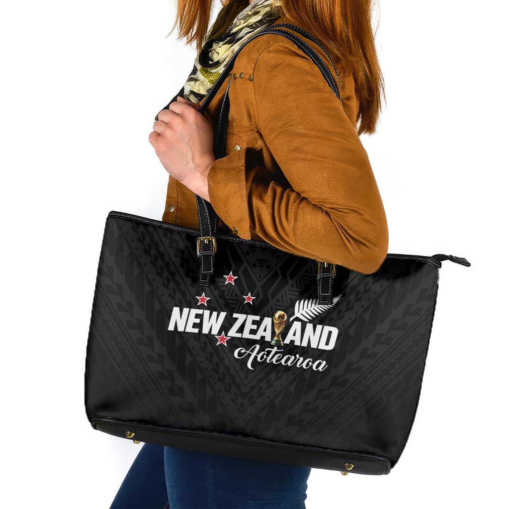 Football New Zealand Leather Tote Bag Aotearoa United Black Version - Aussie Hoodie