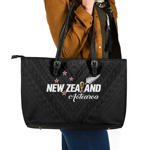 Football New Zealand Leather Tote Bag Aotearoa United Black Version - Aussie Hoodie