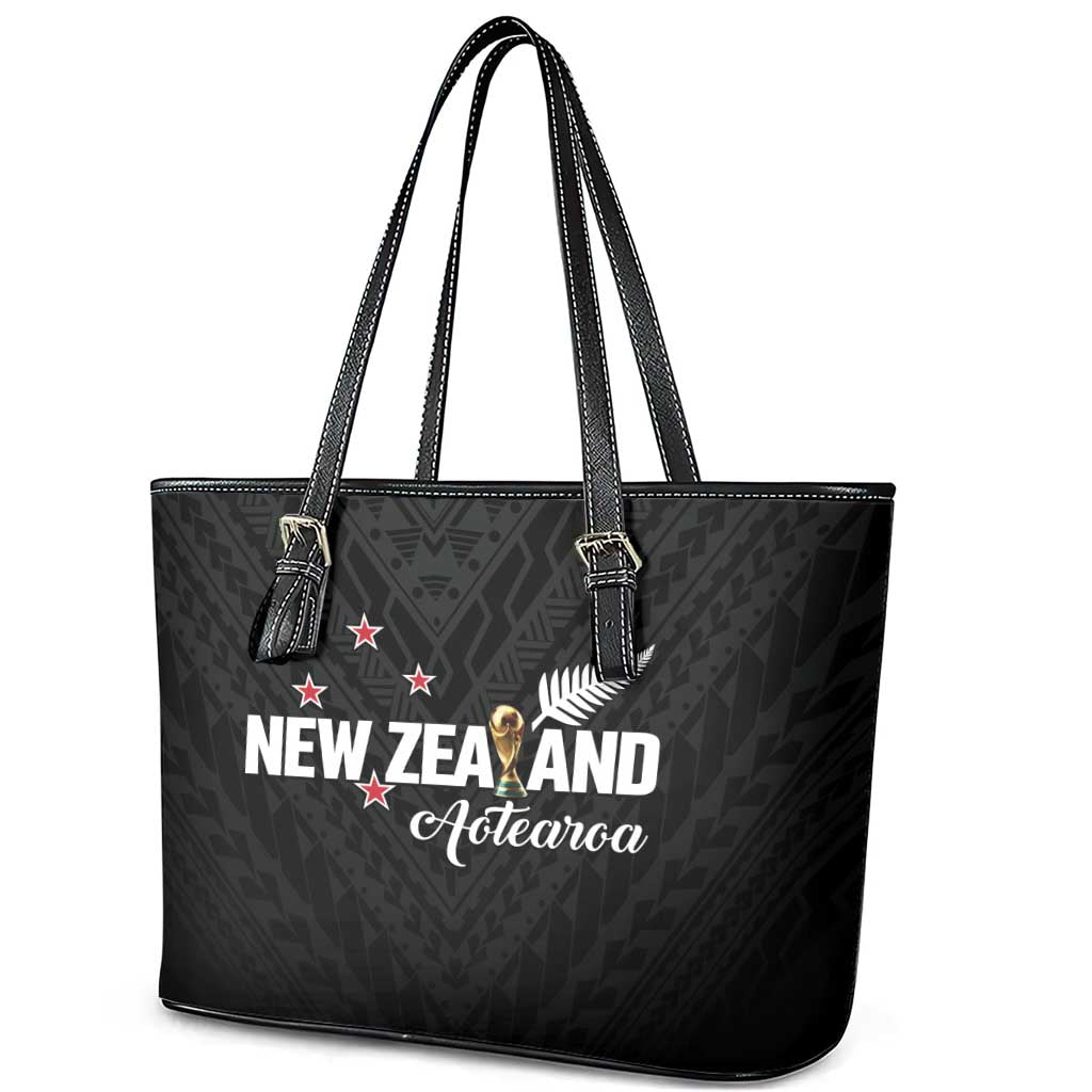 Football New Zealand Leather Tote Bag Aotearoa United Black Version - Aussie Hoodie