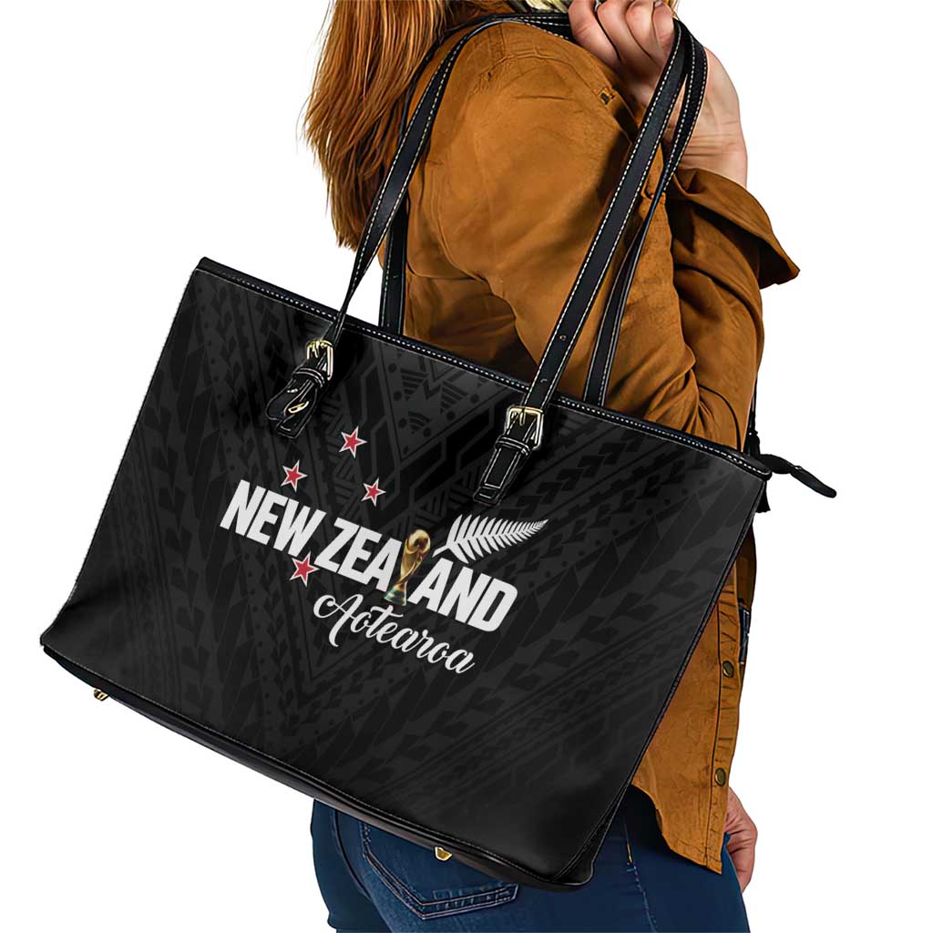 Football New Zealand Leather Tote Bag Aotearoa United Black Version - Aussie Hoodie