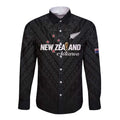 Custom Football New Zealand Long Sleeve Button Shirt Aotearoa United Black Version - Aussie Hoodie