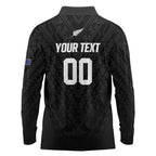 Custom Football New Zealand Long Sleeve Polo Shirt Aotearoa United Black Version - Aussie Hoodie