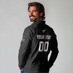 Custom Football New Zealand Long Sleeve Polo Shirt Aotearoa United Black Version - Aussie Hoodie